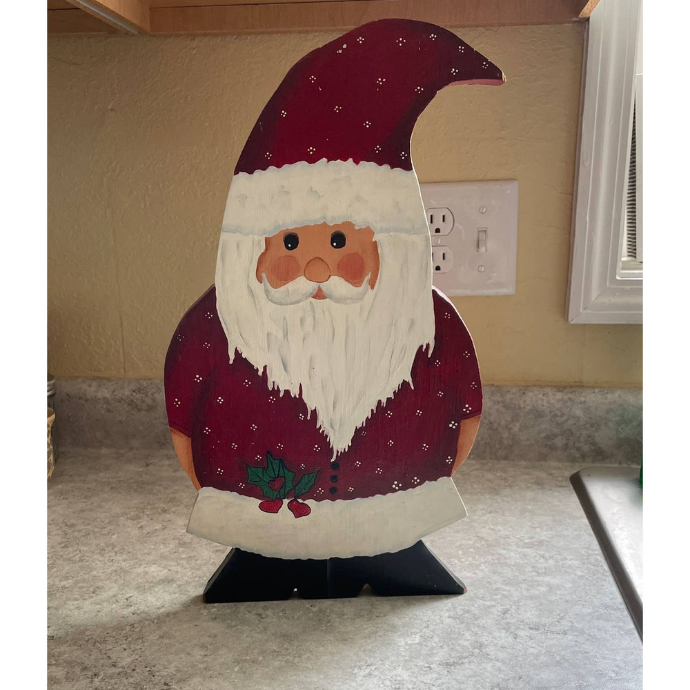 Santa Hand Painted Wood 15"Hx 9"W